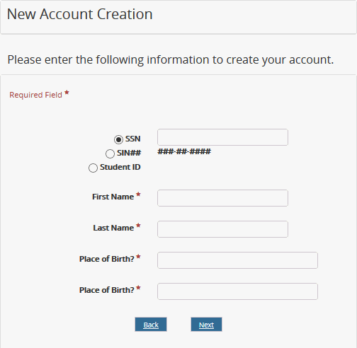 New Account Creation