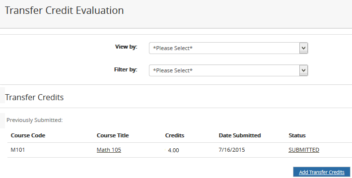 View Transfer Credits